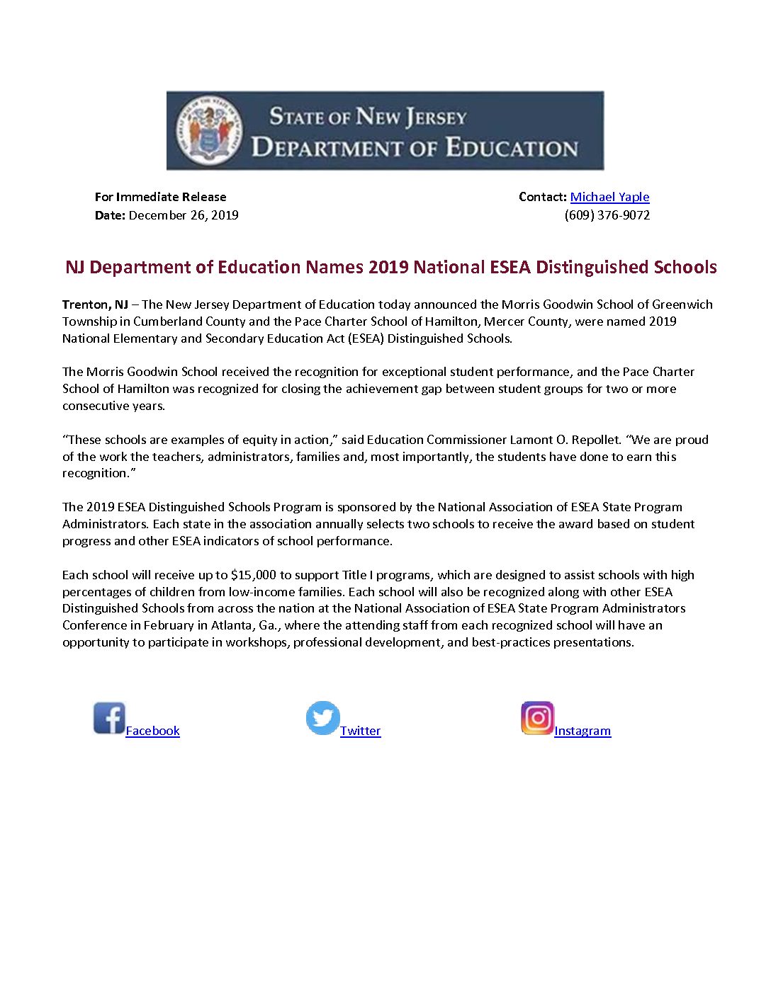 ESEA Distinguished School Award