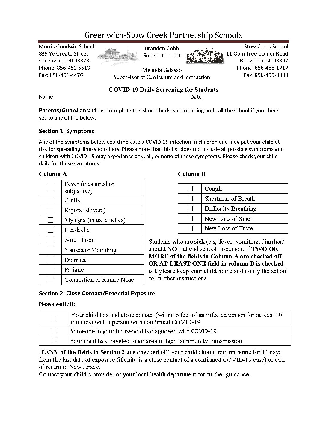 Daily Health Screener Tool